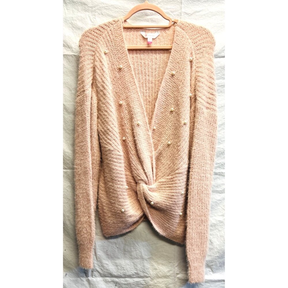 No Boundaries Pearl Embellished Blush Pink Knit Cardigan Sweater 3XL/3XG (21)